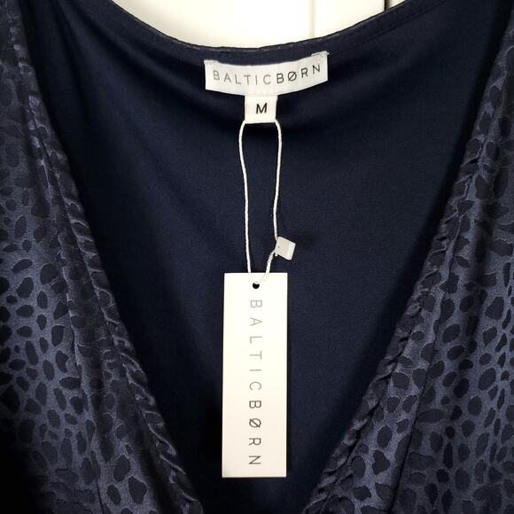 Baltic Born Savannah Print Kimono Faux Wrap Maxi Dress V Neck Navy M - Picture 4 of 12